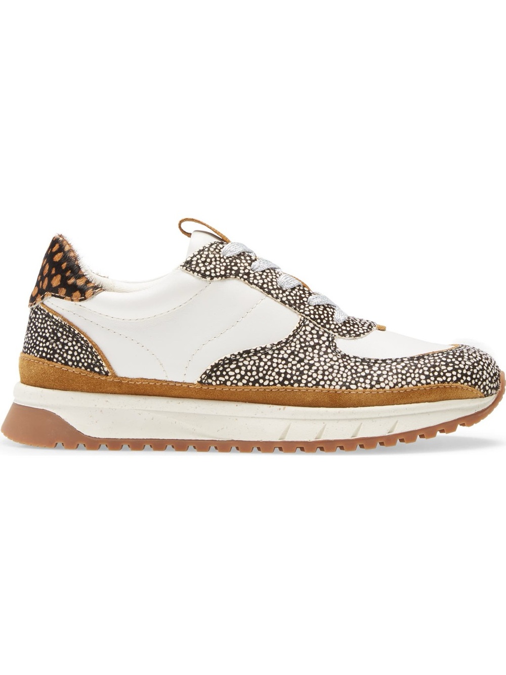 Madewell White and Tan Women’s Leather Sneakers with Speckled Detail